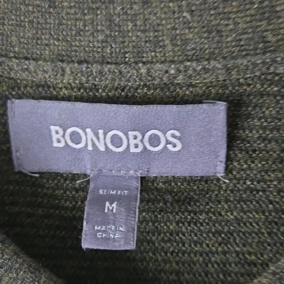 Bonobos Dark Green Academia 100% Extra Fine merino Wool sweater - Picture 2 of 7